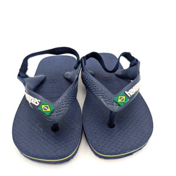 Havaianas Baby Brasil Logo Flip Flop Sandals Dark Blue Kids Size US7C EU23 - Picture 2 of 11